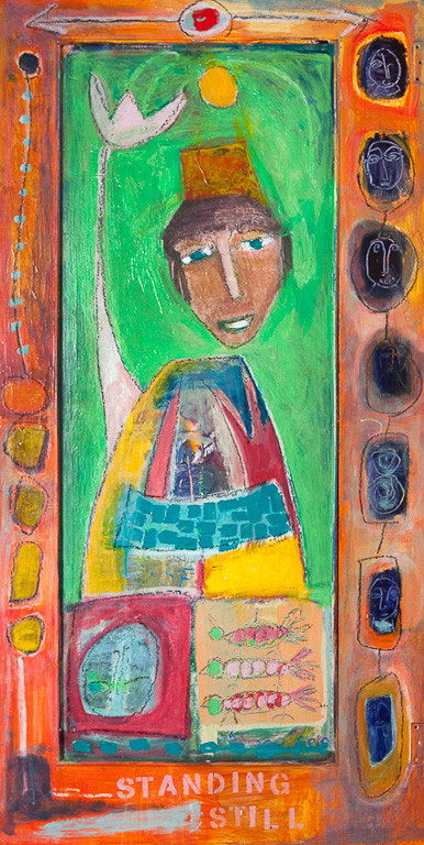 Men of St. Thomas 40 inches x 20 inches mixed media on recycled door  SOLD